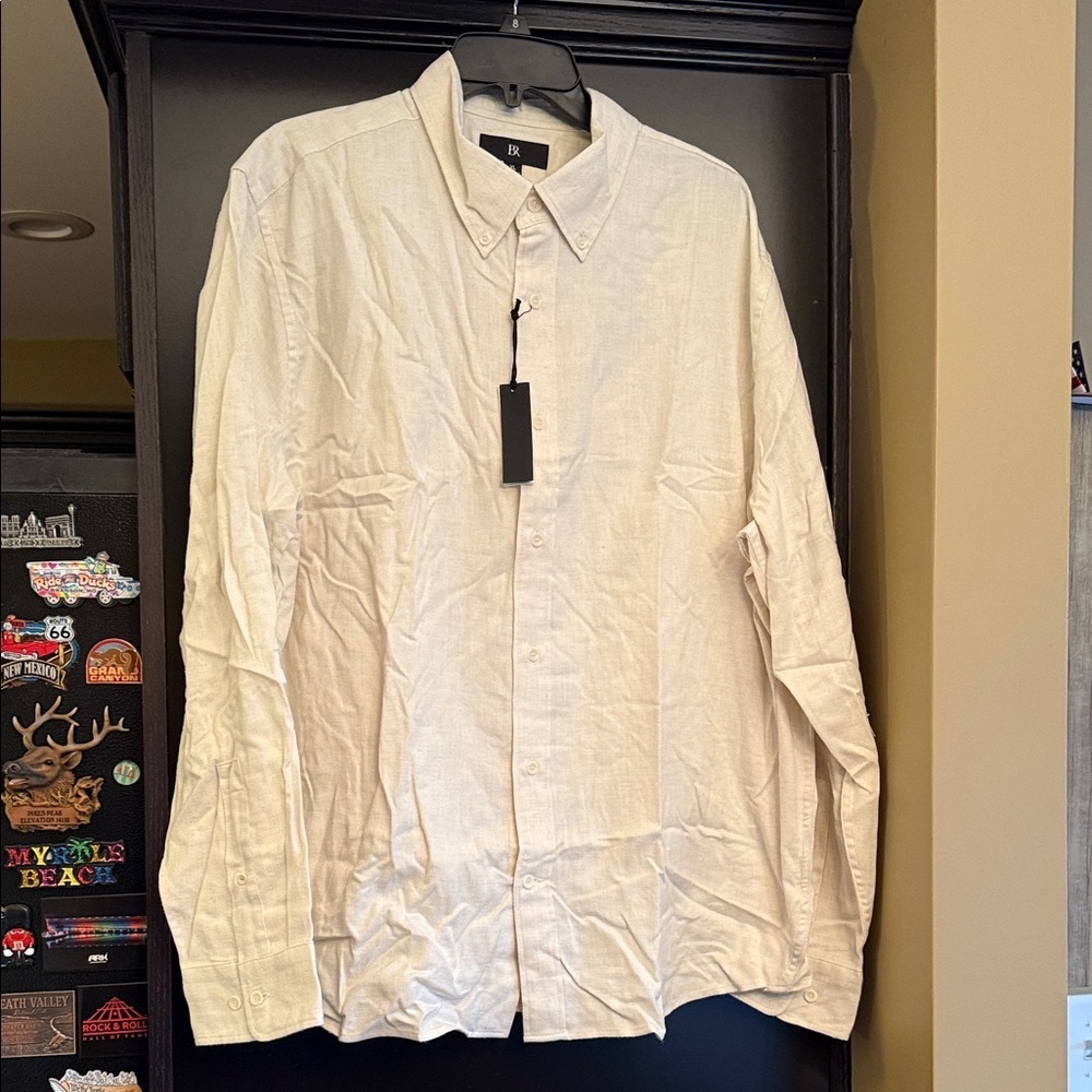 Men's Beige BR Button-Up Shirt XL
